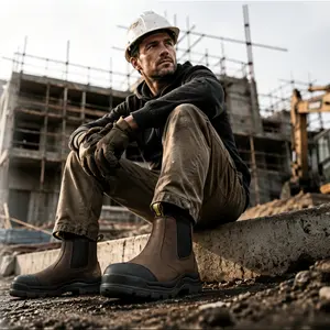 HANDPOINT COF822 Men's Composite Toe Waterproof Work Boots, Slip Resistant Kevlar Sole Safety Boots, Static Dissipative Leather Working Shoes, Dark Brown