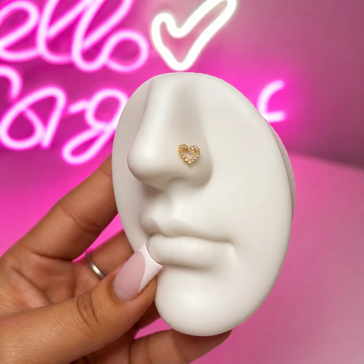 *Customize* Titanium Hollow Heart Nose Ring/ Labret