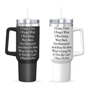"I Came, I Saw, I Forgot" Humor Design 40oz Insulated Cup, Insulated Flask, Stainless Steel Drinkware, with Straw, Lid, Handle, Stainless Steel Reusable Water Bottle, Portable Cup for Office and Travel