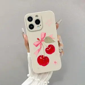 Cherry & Bowknot Pattern Phone Case, Cute Phone Protective Cover, Phone Accessory,phone Case Suitable for Iphone11/12/13/14/15/16/17 Pro Promax Air Plus.