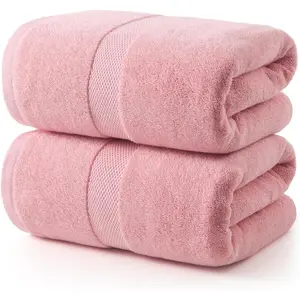 2 Pack Bath Towels Set,55x28 Inches,100% Cotton,Lighter Weight,Soft & Absorbent,Quick Dry Towels for,Gym, Shower, Hotel,Spa and Daily Use,Pink