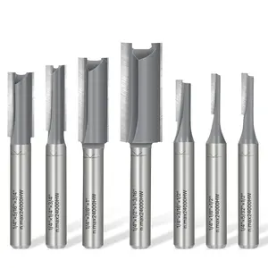 7Pcs Straight Router Bit Set 1/4 Shank, Cutting Dia 1/8" 5/32" 3/16" 1/4" 5/16" 3/8" 1/2", Straight Router Bit for Woodworking