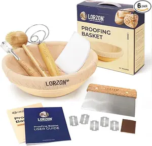 Banneton Bread Proofing Basket Set, 10" Round Sourdough Proofing Basket with Sourdough Bread Baking Supplies, Bread Making Kit