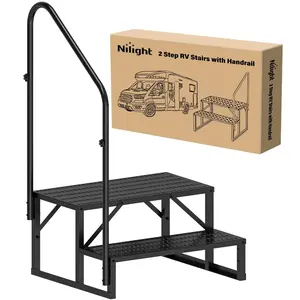 Nilight 2-Step RV Stairs with Handrail, Rust Resistant
