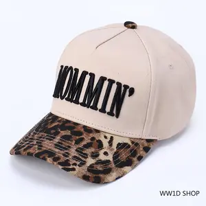 Women's Embroidered Mommin Trucker Hat - Adjustable Multi-Tonal Canvas Vintage Headwear for Casual Use, Hats for Women, Trucker Hats