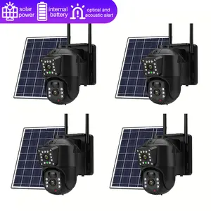 Solar Security Camera 8MP Dual Lens 4K 5G/2.4G Wireless 355° Pan/Tilt Night Vision Two-Way Audio PIR Motion Detection Smart Alarms IP65 Waterproof Non-Stop Power Supply Spy Cctv