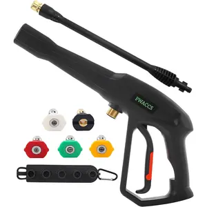 Pressure Washer Gun Replacement with Extension Wand Kit - Power Washing Trigger Handle with 5 Spray Nozzles - Pressure Washer Parts Compatible with Ryobi, Green Works & Karcher - 2000 PSI MAX
