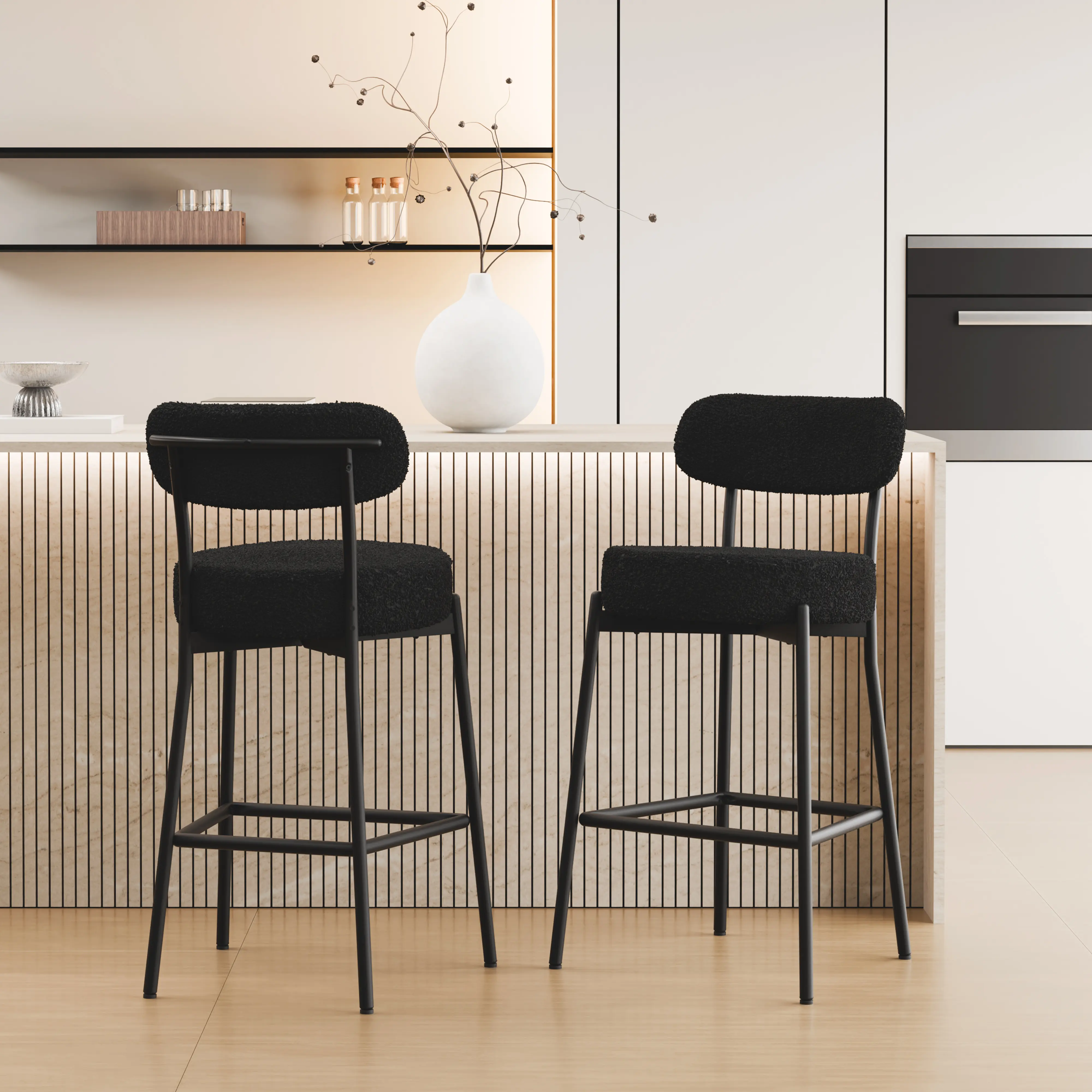 DYHOME Bar Stools Set of 2, 27 Inches Counter Height Kitchen Bar Stools with Back, Modern Metal Tall Bar Stools for Kitchen Island