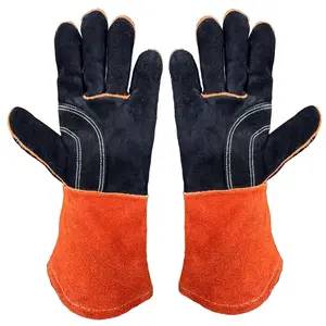 13.4-inch Welding Gloves, 932℉ Fire-Resistant Heatproof Leather, Suitable for MIG/TIG/Stick Welding/Forging/BBQ/Fireplace/Furnace/Animal Handling, Safety Protective Gear