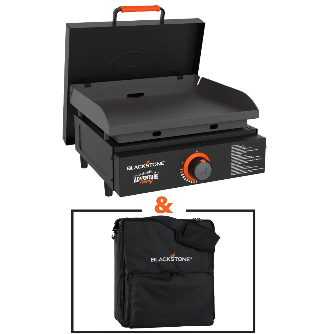 Blackstone Single Burner 17" Adventure Ready Propane Tabletop Griddle with Hard Cover with Carry Bag Bundle