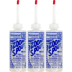 Universal Sewing Machine Oil in Zoom Spout Oiler – Lily White Oil (Stainless) for Sewing Machines, Textile Machinery and Parts (3 Bottles)