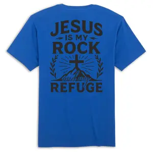 Jesus Is My Rock Fitted Short Sleeve Crew Neck Casual Summer Tee in 100% BCI Combed Ringspun Cotton
