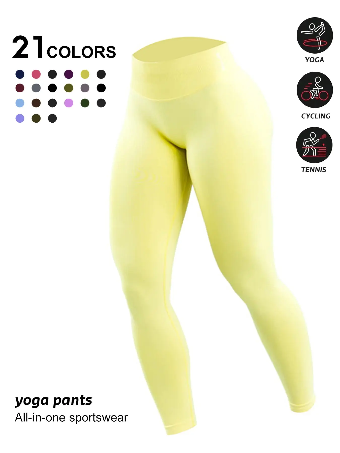 Women's Seamless High-Waisted Sporty Tight Pants, High Waisted Sportswear, Plain Color Butt Lifting Shaping Yoga Running Fitness Long Pants, Yoga Bottoms
