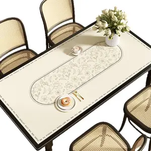 French Style Luxury PVC Leather Dining Table Mat Waterproof Oil Proof Washable Placemat Heat Resistant Protector Elegant Floral Home Decor