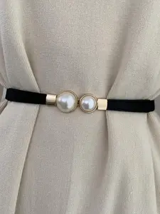 Faux Pearl Decorated Belt, Exquisite Belt, Elegant Belt, Dress Belts for Dresses and Skirting Outfits, Elegant Fashion Versatile Accessories for Daily & Party Wear