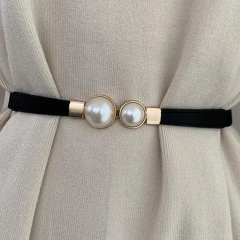 Faux Pearl Decorated Belt, Exquisite Belt, Elegant Belt, Dress Belts for Dresses and Skirting Outfits, Elegant Fashion Versatile Accessories for Daily & Party Wear