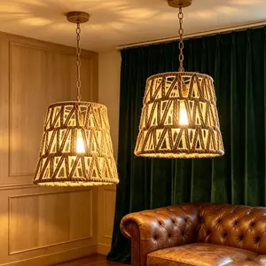 6-Piece Bohemian Handmade Paper Rope Lampshade Set, Clip-On Hanging Replacement, Modern Style Decor, Ambient Lighting (no Bulb Included)