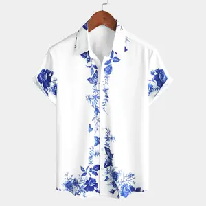 TIXMIE Men's Short-Sleeve Button-Down Hawaiian shirt featuring a tropical floral print; perfect for summer vacations and beachwear, and an ideal Father's Day gift; available in various camouflage styles.,summerwins,father'sdaygifts