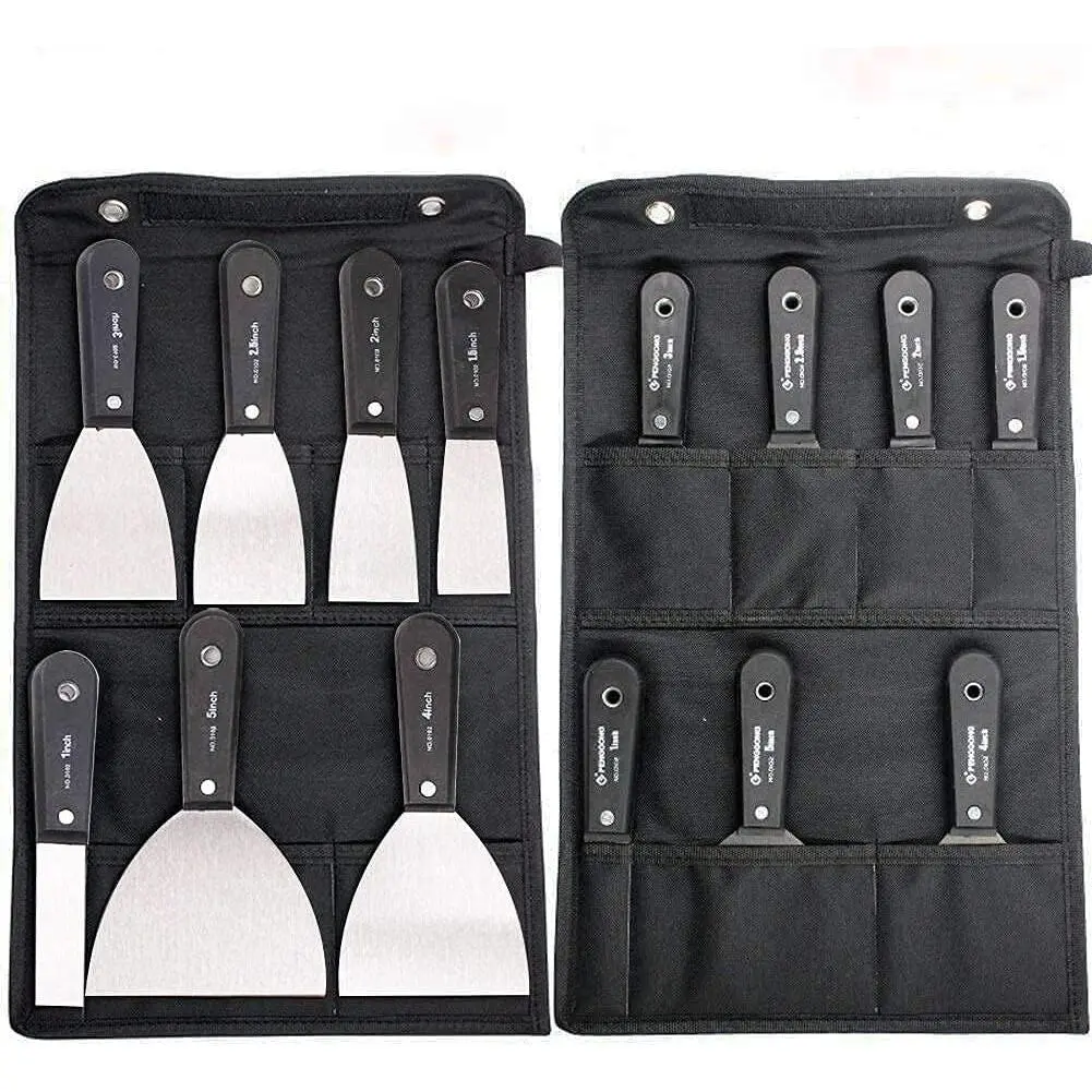 7 count Drywall Tools,Putty , Scraper Tool With Storage Bag,Stainless Steel Putty  Set,Drywall Scraper Spackle Taping  For Spreading Drywall Spackle Mud, Taping,Repairing wall