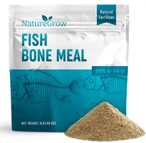 NatureGrow Fish Bone Meal Fertilizer-6-14-0 Natural Plant Food Source of Nitrogen and Phosphorus for Organic Gardening