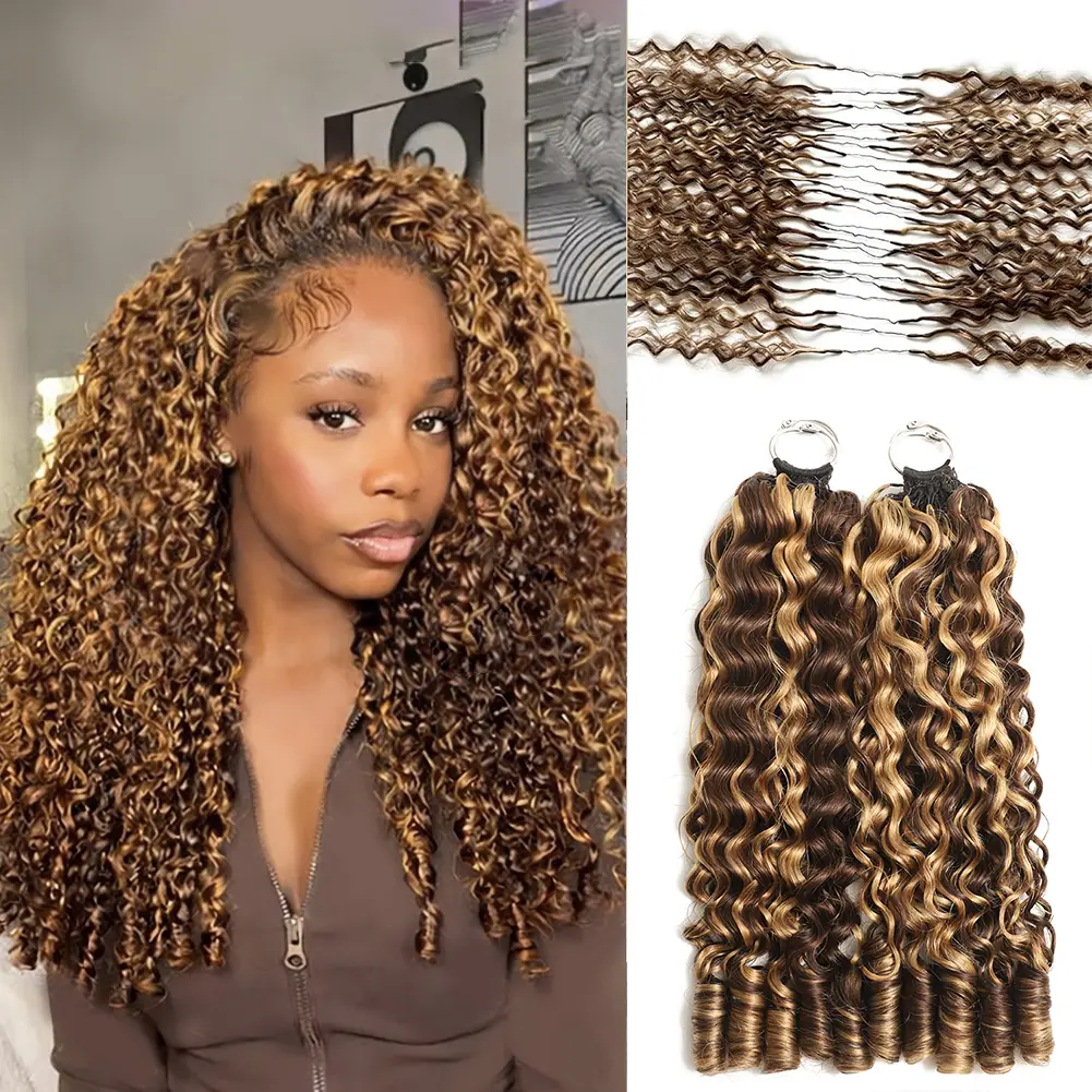 New 2026 Highlight Ombre Ramiss Burmese Curly Honey Blonde 4/27 Crochet Human Hair Pre-Separated 50g/Pack Time-Saving, 40 Strands/Pack Mircale Knots Hot braids,4-5 Packs for Full Head Protective Styles Reusable Feather Crochet #SummerWins #DealsForYouDays