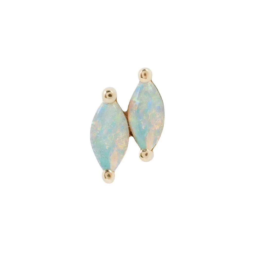Double Zuri – 14K Gold Marquise Australian Opal Threadless End