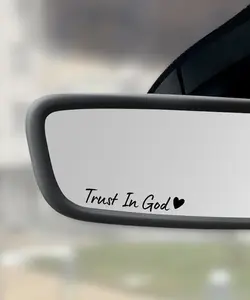 4PCS Car Stickers, Cars Decals, Car Accessories Trust in God Rear View Mirror Sticker, Auto Stickers and Decals, Auto Decals for Women, Trust in God Mirror Decoration, Fits Most Vehicles (Black)