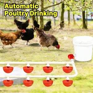 [With Cups and Pipes]Automatic Poultry Drinking Durable Water Dispenser for Backyard Farm Ducks Geese Rabbits Birds with 8-Pack Chicken Water Cups  Feeder With Water Pipe