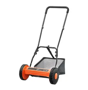 Push Reel Lawn Mower 16 inch, 5 Blade Manual Mower, Adjustable Cutting Height