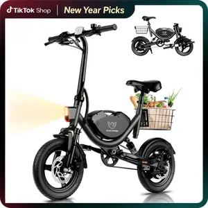 Windhorse W3 Lightweight Folding Electric City Commuter Bike – Dual Suspension Ebike with 22 MPH Speed, 35 Miles Range, 715W Peak Motor, 14" Tires Road Scooter Wheel Pedals,
