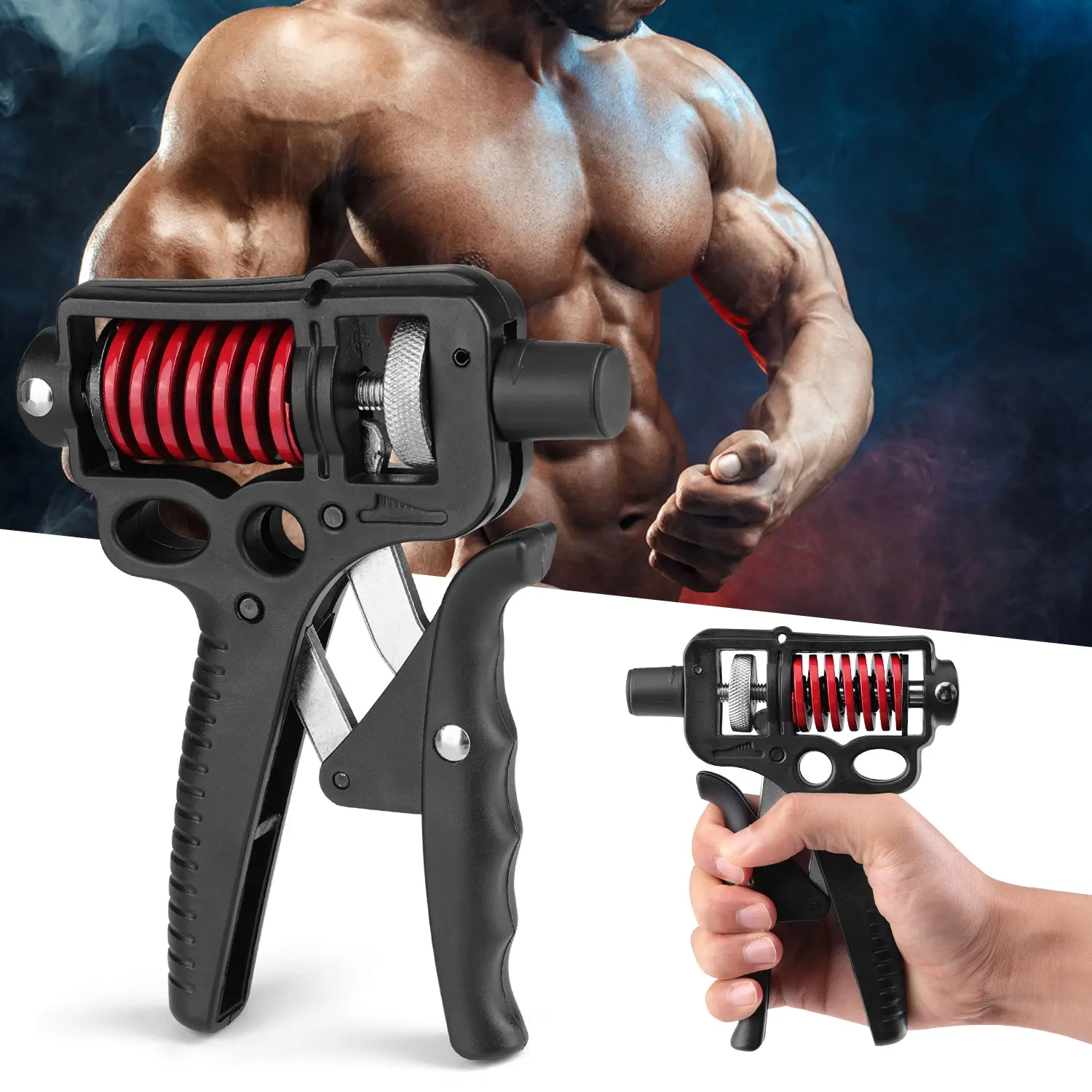 Hand Grip Strengthener, 11-360 lbs Gym Exerciser with Red Springs for Muscle Training and Grip Enhancement