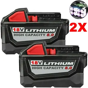 2 PACK For Milwaukee M18 Lithium 8.0 AH Extended Capacity Battery 48-11-1860 NEW high quality
