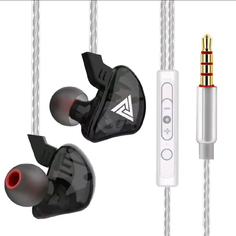 QKZ CK5 Hi-Fi Panoramic Stereo Wired IEM Headset - Tesla Magnetic Circuit, Graphene Diaphragm, Deep Bass Gaming Earbuds, HD Mic, Noise Isolation, 3.5 mm Jack, Plug-and-Cable, Water Resistant, for Tablet/Car Audio Systems (Black,Red,Blue,Green,White)