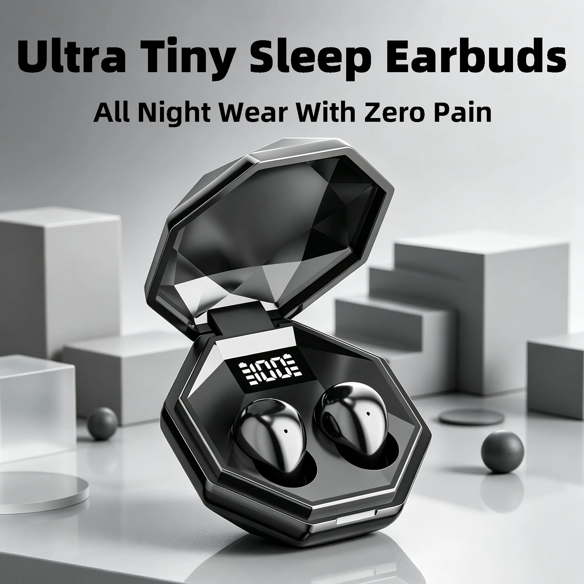 Mini Sleep In-Ear Wireless Earbuds - Side Sleepers-Focused, Skin-Compatible Flexible Material Reduces Ear Tension for Pain-Free Extended Wearing, No Auricle Pinching in Tight Side-Lying Posture