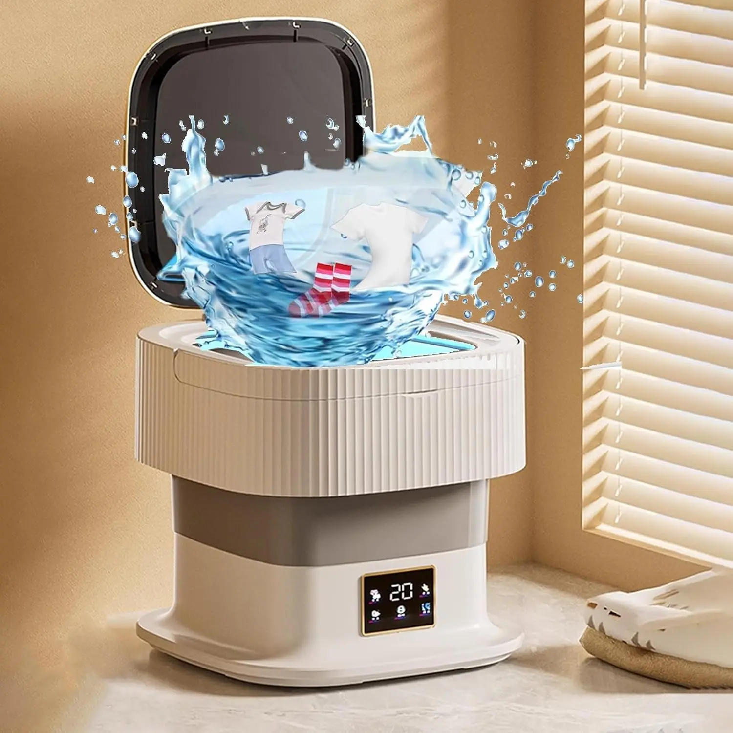 Mini portable washing machine, 11.5L upgraded large-capacity foldable washing machine, small washing machine, travel washing machine, deep cleaning for underwear and baby clothes, suitable for apartments, dorms, and camping