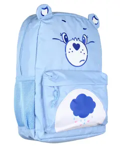 Care Bears Backpack Grumpy Bear Embroidered Face with Rain Cloud Belly Badge and 3D Ears Laptop School Travel Backpack