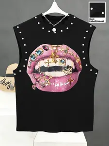 Men's Casual Round Neck Printed Sleeveless Vest, Street Style, Comfortable and Versatile, Perfect for Daily Wear, Geometric Pattern