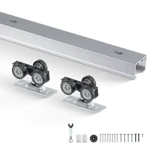 【fathersdaygift】VEVOR Sliding Pocket Door Hardware Track Kit, 6ft Heavy Duty Pocket Door Hardware Kit, Commercial Grade Pocket Door Hardware and Track Set for 24"-36" Wide Single Door, Smoothly and Easy to Install