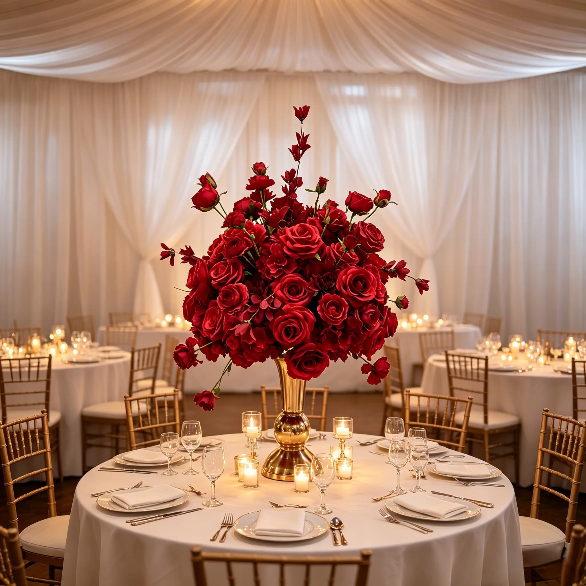 Burgundy Red Artificial Floral Centerpiece Elegant Event Flower Arrangement Luxury Table Decor For Restaurant Hotel Lobby Corporate Banquet Stage Decoration Wedding Photoshoot Styling Home Interior Display Party Reception Table Centerpiece Decor