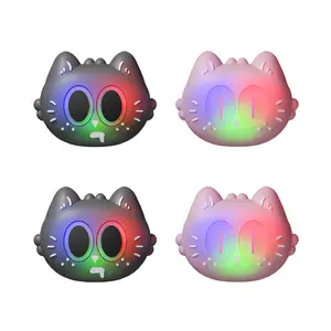 PlayVital Cute Illuminated LED Thumbstick Grips for Steam Deck OLED & LCD, Joystick Caps Thumb Grips for Steam Deck Accessories, Joystick Protection - Moonlight Cat