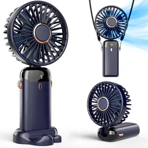 Rechargeable Portable Handheld Fan with Base, 8-Hour Battery Life, Digital Display, 5 Speeds, 90° Adjustable, Mini Personal Fan for Outdoor & Indoor