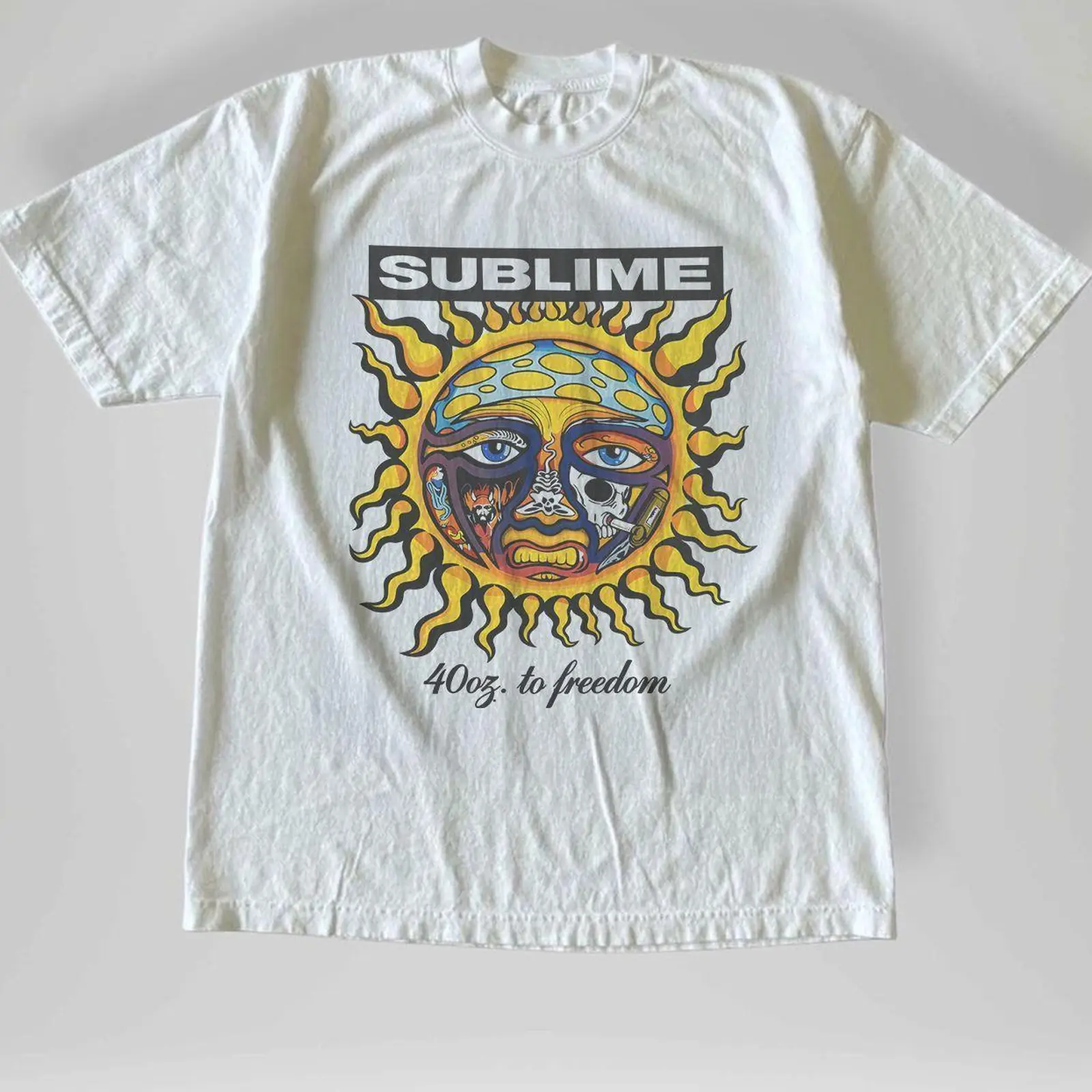 Comfort Color Y2k Sublime 40oz to Freedom Vintage T-shirt Sublime Blue Tee Ring Spun Cotton Casual Soft Washed T-Shirt Trendy Tops Perfect Gift