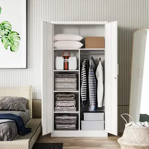 Letaya Metal Storage  White  Cabinets Locker with Lock Door, 72'' Clothing Coat Steel Storage Freestanding Wardrobe for Office, Home, School, employee,gym,Fire Department cupboard