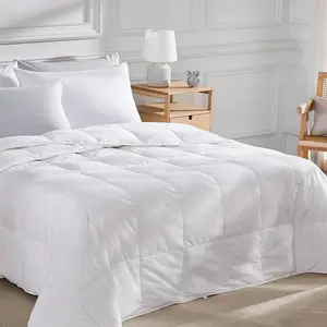 Lightweight Goose Feather Down Fiber Comforter Twin Size, Summer Duvet Insert, Soft, Breathable, Hotel Luxury Bedding with 8 Tabs, White, 68 x 90 Inches