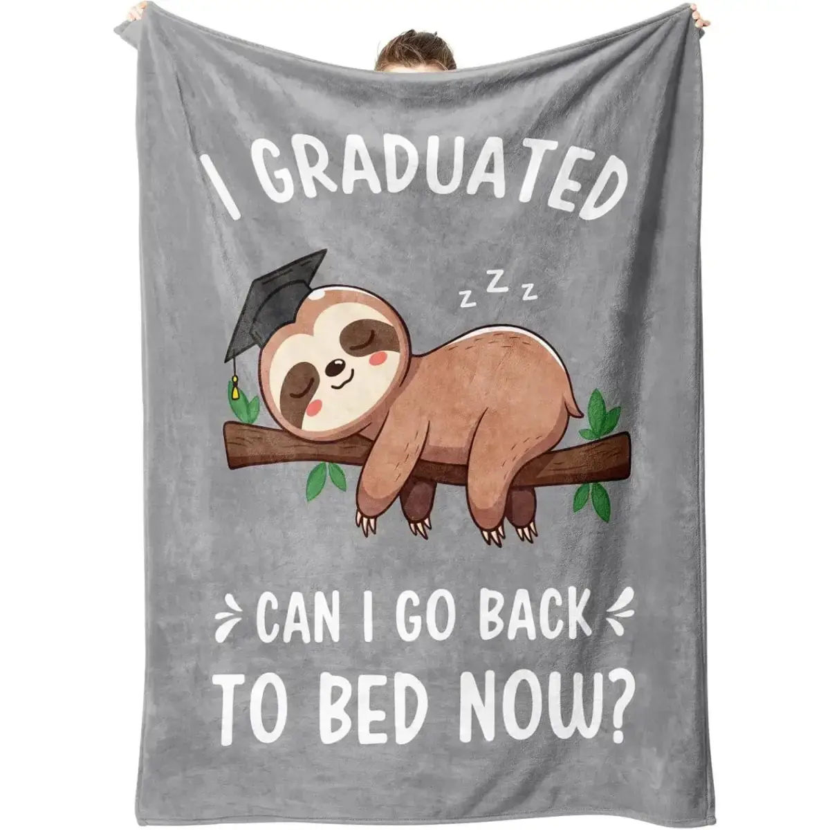 Funny Graduation Gifts for Her & Him, Practical Throw, College Graduation Gifts for Women & Men, Nurse, 2026 Grad Gifts for Master Degree, High School, PHD, Sloth Blanket, Gray(50 * 60)