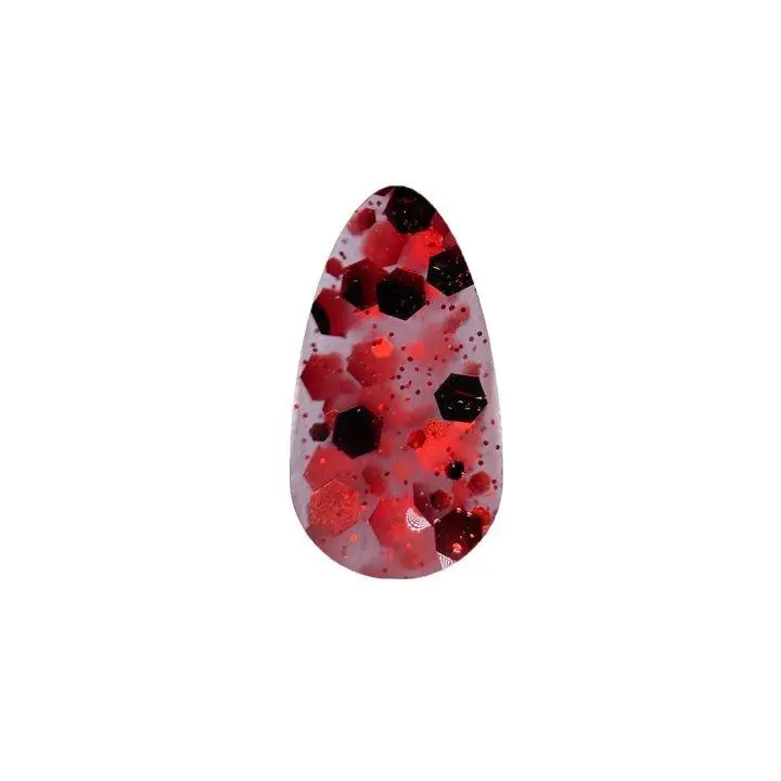 Scarlett Glitter Acrylic Powder - Red & Black Hexagon Design for Stunning Sparkling Nail Finish
