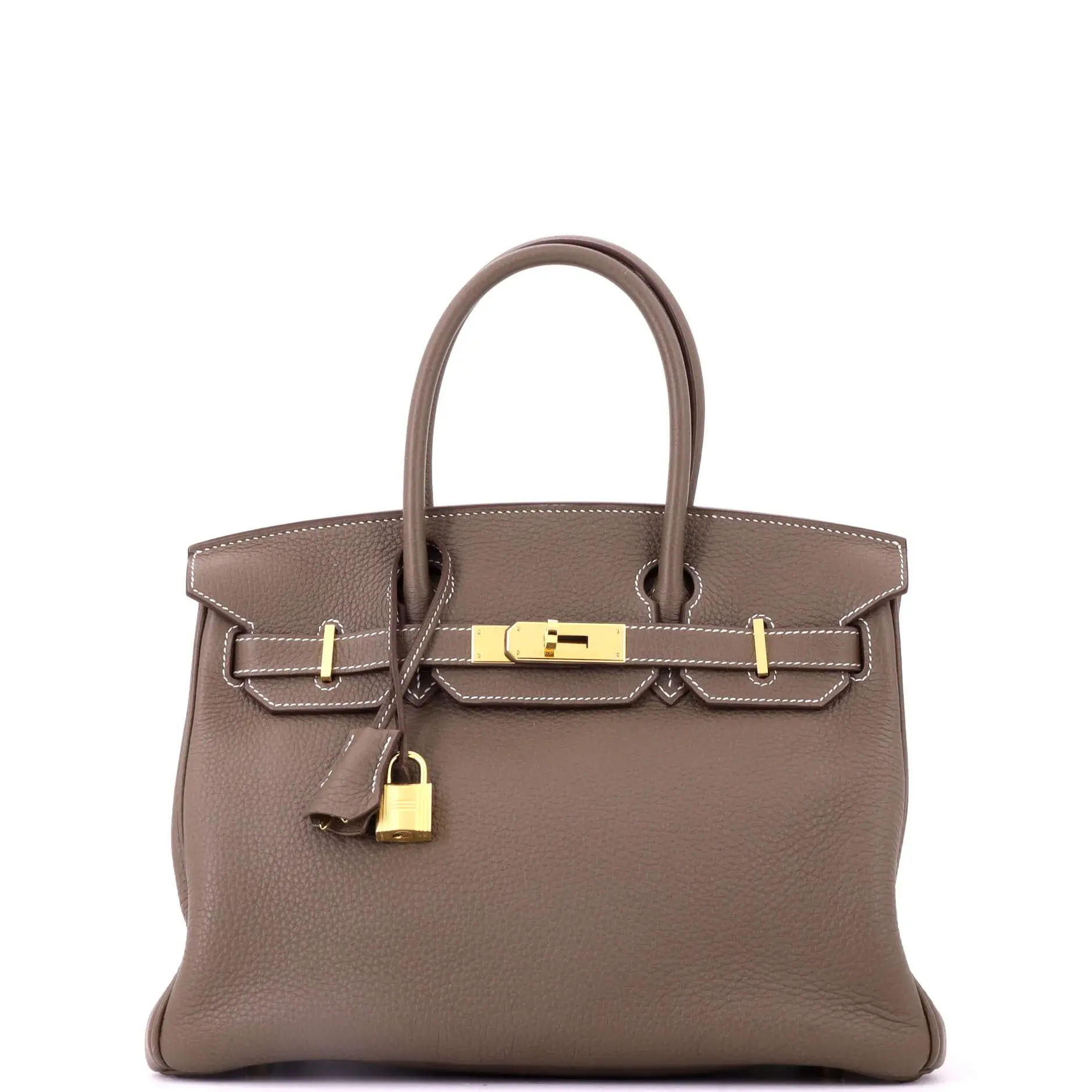 Pre-owned HERMÈS Leather Tote Bags REBAG Hermes Birkin Handbag Grey Togo with Gold Hardware 30 by Rebag