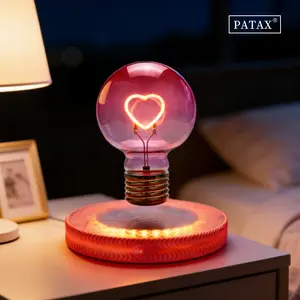 Levitating Light Heart Bulb - Magnetic Levitation Love Led Light Bulb with Floating Night Light and Spinning in Air Freely for Home Office Desk Decor, Bedroom Unique Lamps, Cool Tech Gadgets Gift for Women Kids