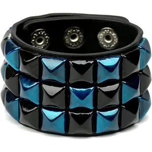Men Women Cuff Leather Bracelet Punk Stud Wristband Bracelet Rock Adjustable Bangle Unisex