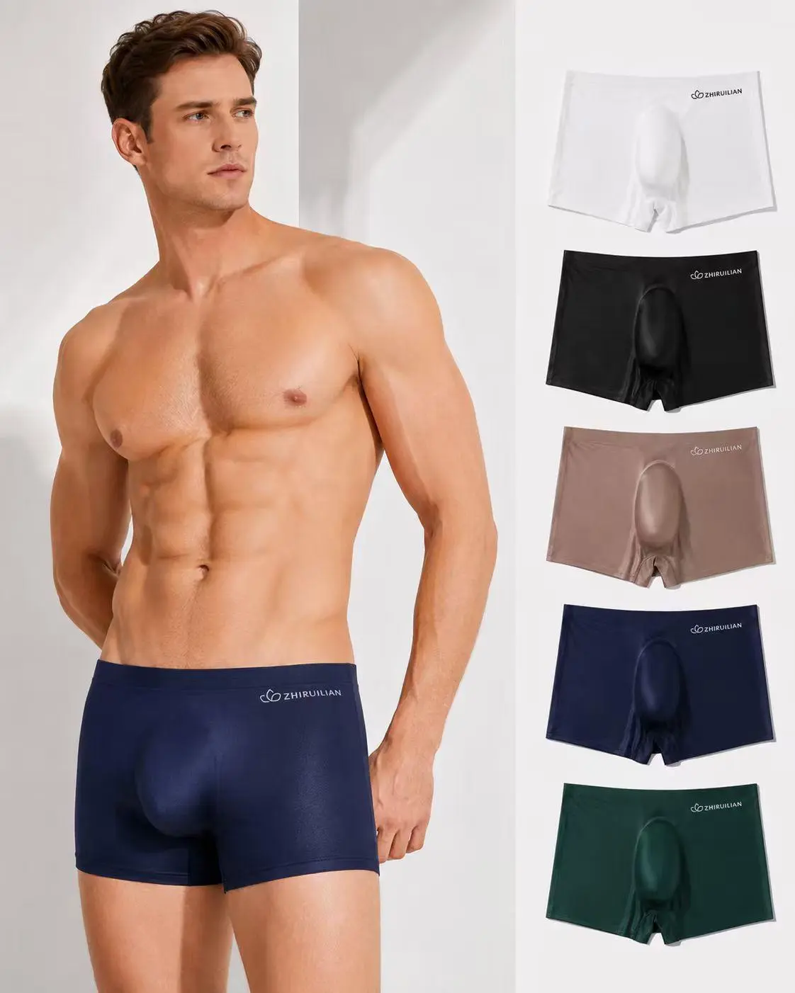 Men's Ultra-Thin Semi-Sheer Ice Silk Seamless No-Trace Low Waist Short Length Boxershorts - Menswear, Silky Smooth Cool Touch, Breathable, Soft Mild Elastic Material, 0-Pressure Invisible Daily Comfort, Machine Washable